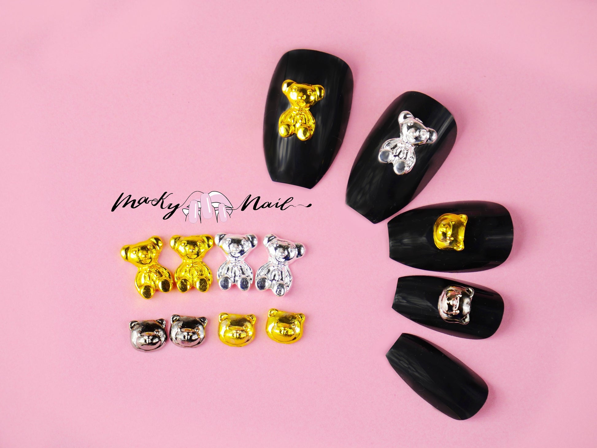 teddy bear nail charm nails｜TikTok Search