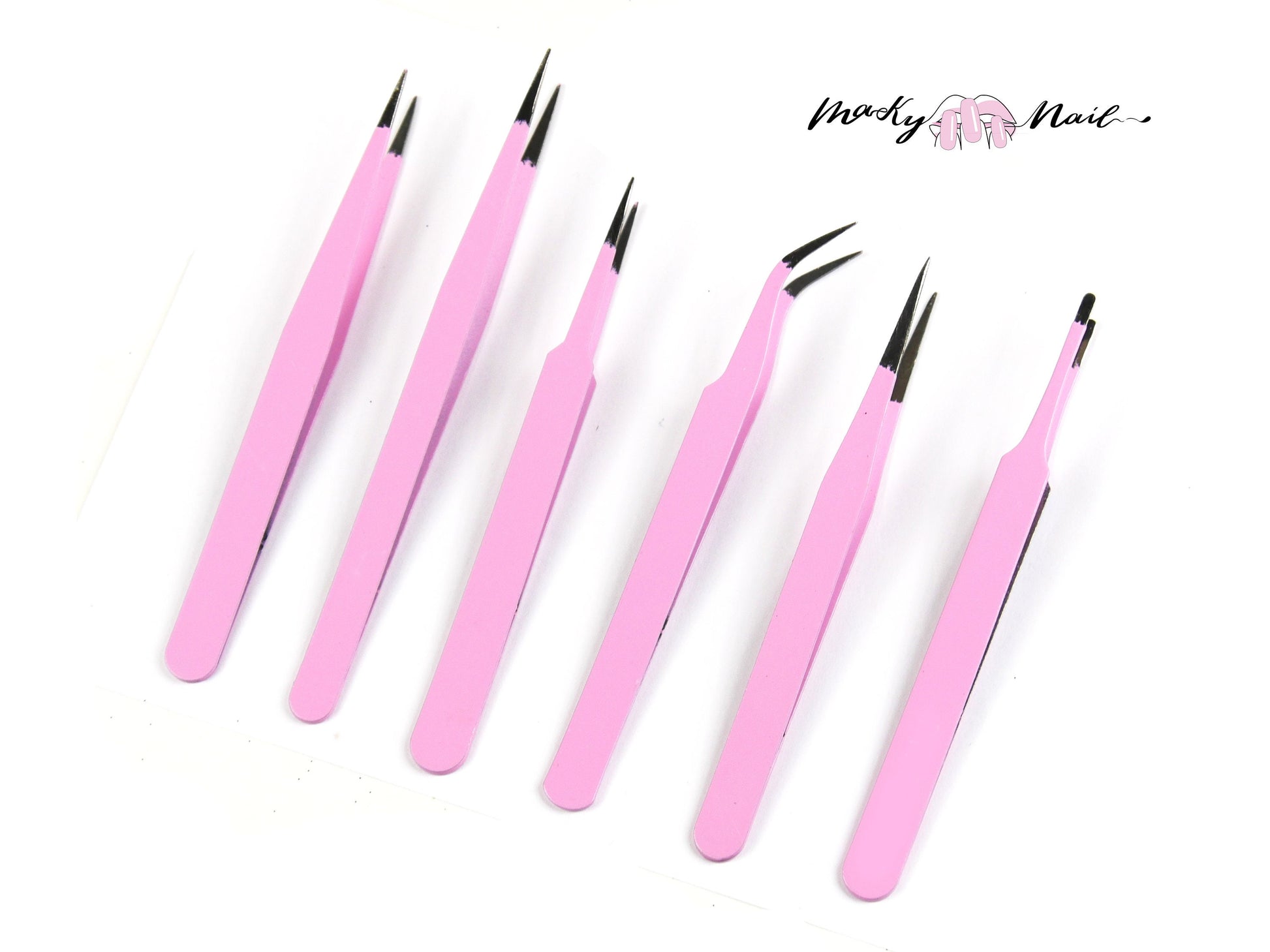 6 pcs Pink Tweezers Set/ Anti-Static Steel Tweezers Set for Craft, Jewelry, Electronics, Nail art tool supply/ Dotting tool