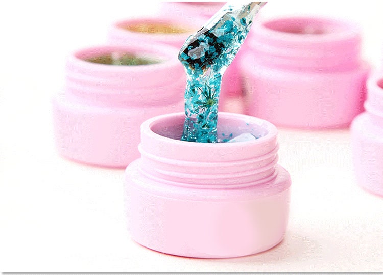 8ml Fairy tale UV gel for nail art filled with real Queen Anne's Lace flower clear gel/ Flower glitter UV resin crafts supply/nails UV gel
