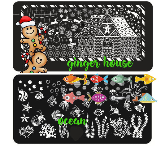 Ocean theme and ginger house Nail Art Stamping Image Plates/ Christmas Stamping Image Plates Manicure Nail Designs DIY