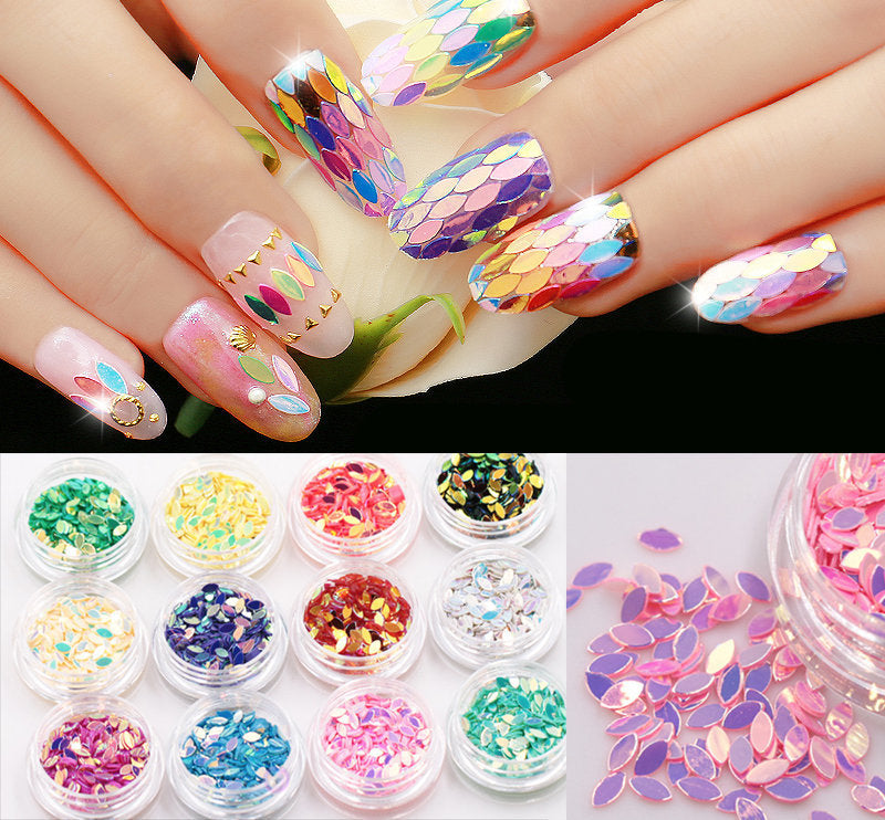 12 jars Nail art Tear Drop Flakes 3D DIY Tear-Drop Petal Sequins/ Bling bling tear drop glitter flakes for nail design and craft making