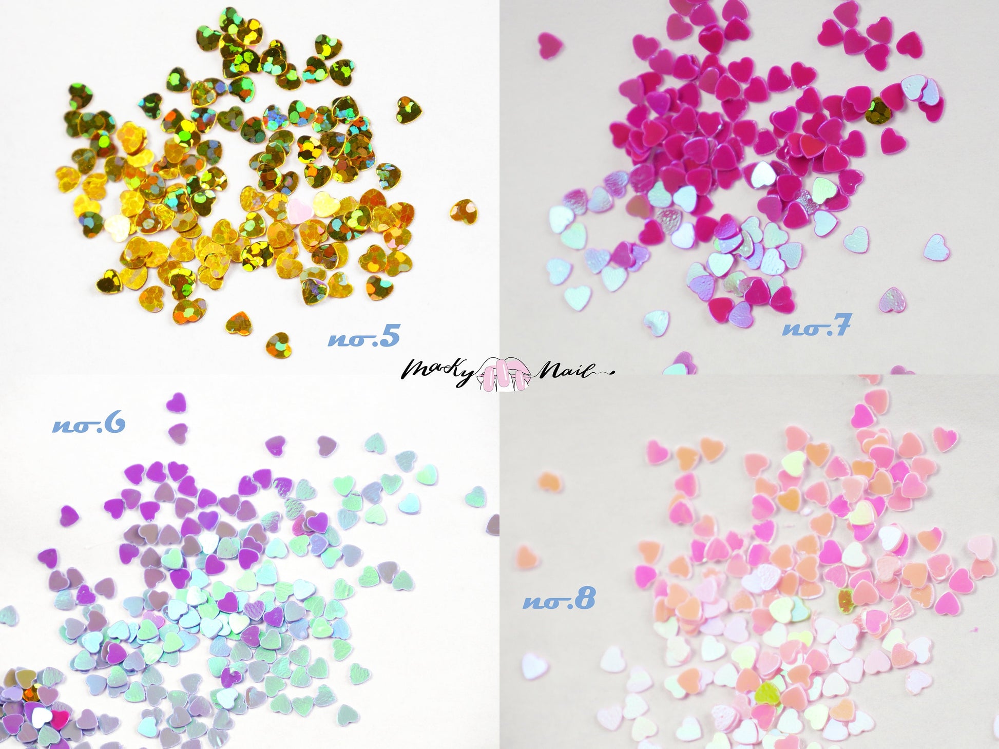 4 Boxes Iridescent Nail Glitter Sequins Set Heart Star Butterfly