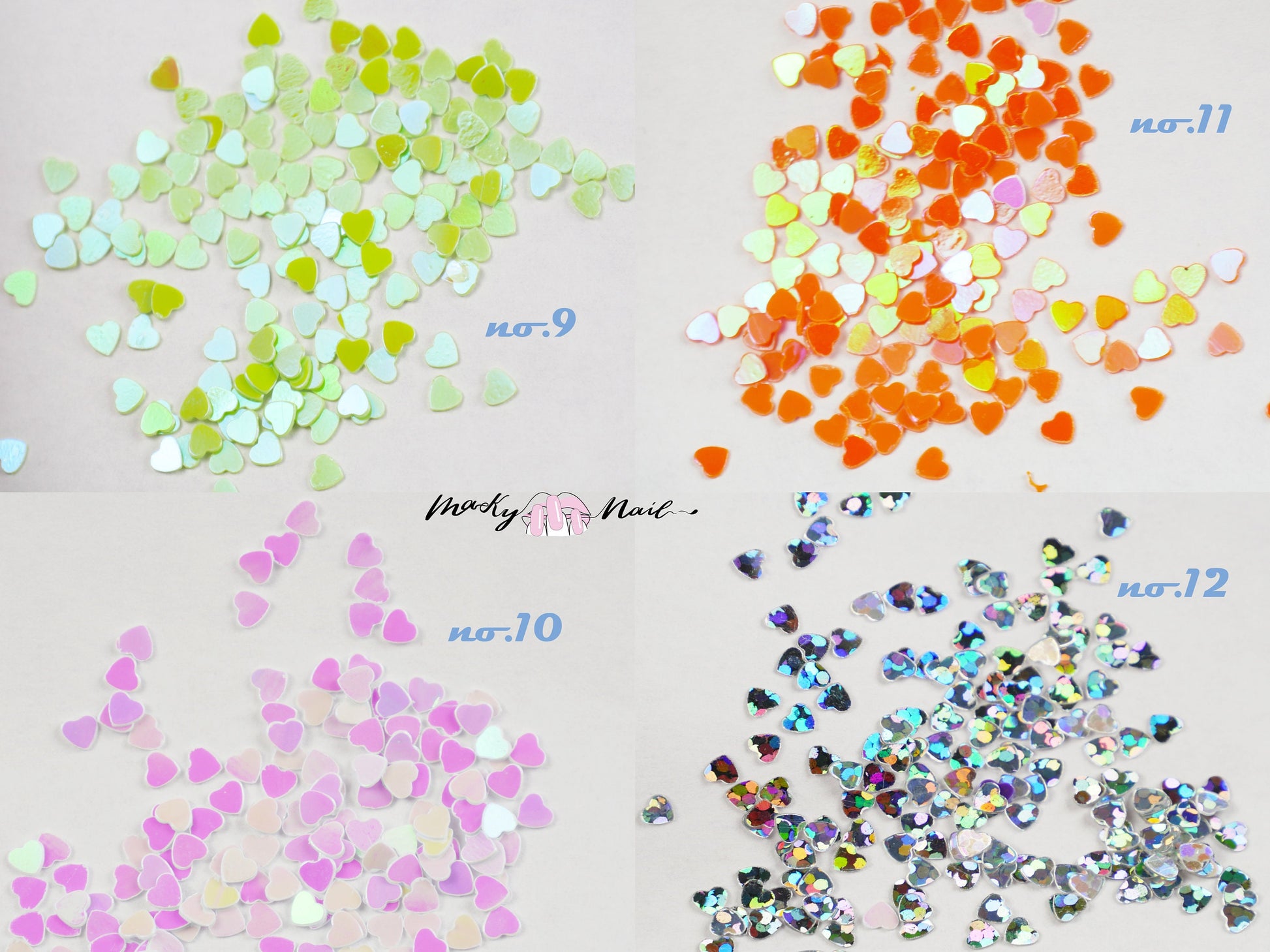 12 colors Nail art Heart Flakes 3D DIY laser Petal Sequins/ Heart shaped glitter flakes for nail design UV gel UV resin nail polish
