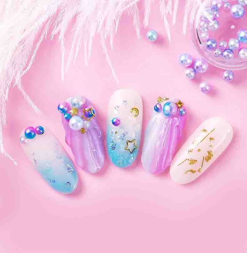 3g Mixed Semicircular Unicorn Ombre Pearls Nail Charm / Mermaid pearly lustre Various Sizes deco/ Pink Purple UV gel UV resin crafts supply