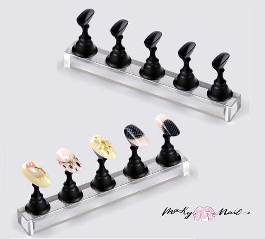 5pcs False Nail Display Stand Holder Set/ Magnetic Nail Art Practice Holder/ Press on Nail Clear Showing Shelf Manicure DIY Tools