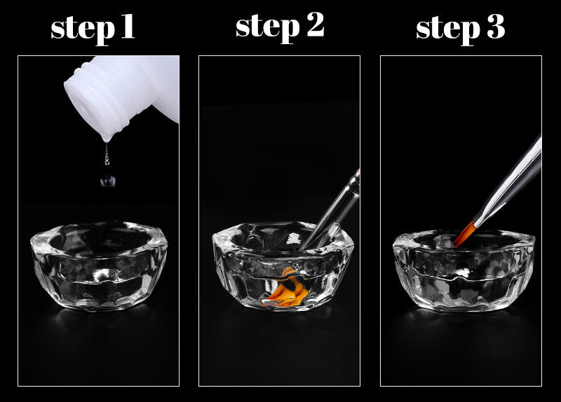 Nail Crystal Glass Cup/ Nail Art Liquid Storage Powder Washing cup Jar/ Nail Brush Cleansing Cup with Lid Salon Manicure Tool