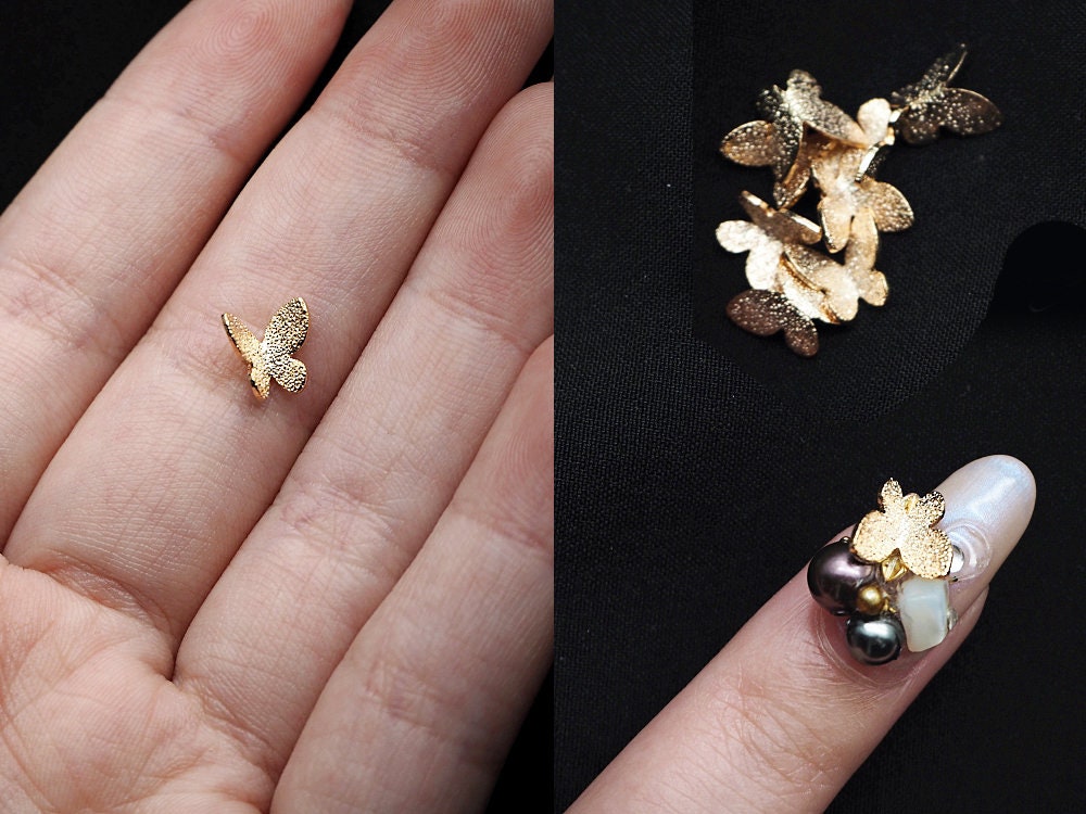 5 pcs 3D Butterfly nail decoration/ silver gold butterfly Nail DIY charm for nail gel mail polish design