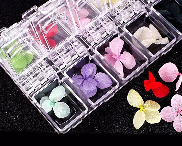 Hydrangea Dying Pressed Real Flower Petal/ 1 box dried hydrangea flower supply for resining crafts nail art UV resin/ fairy tale nail art