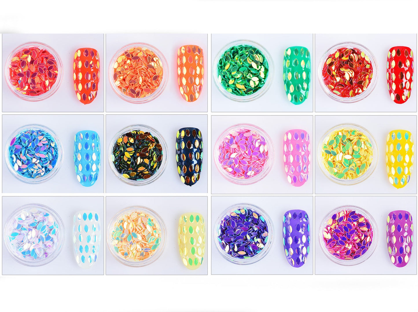 12 jars Nail art Tear Drop Flakes 3D DIY Tear-Drop Petal Sequins/ Bling bling tear drop glitter flakes for nail design and craft making