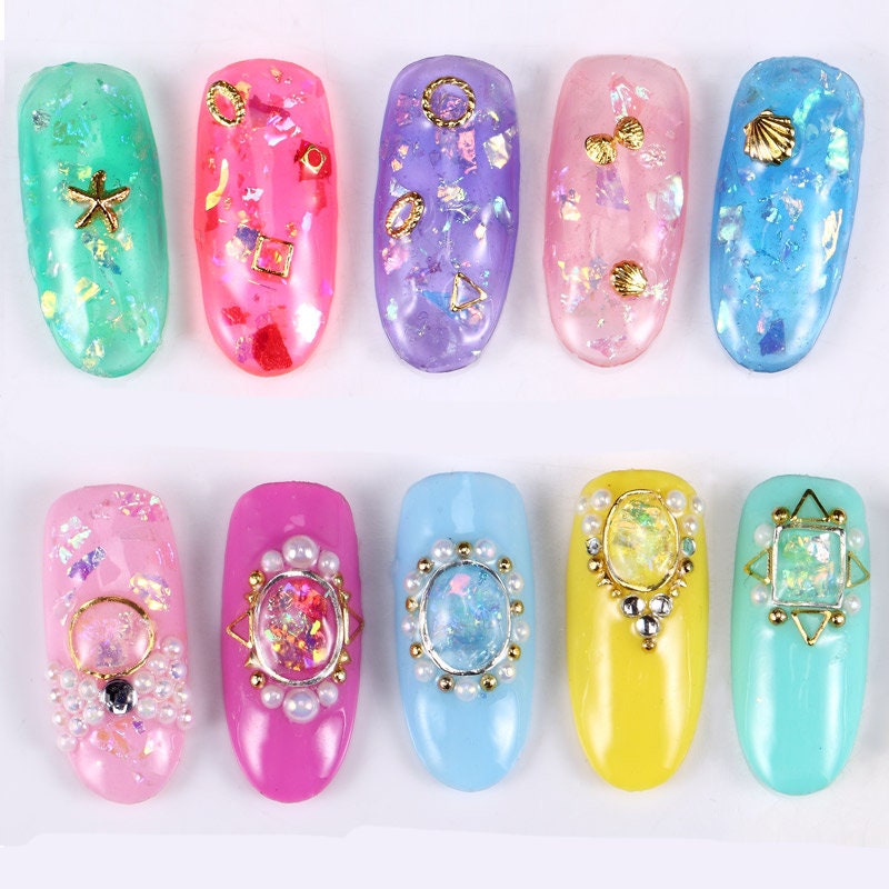 Candy wrapper Sea shell Nail Art glitter / glass paper DIY flakes for UV resin uv gel / laser paper flakes / UV gel nail polish deco glitter