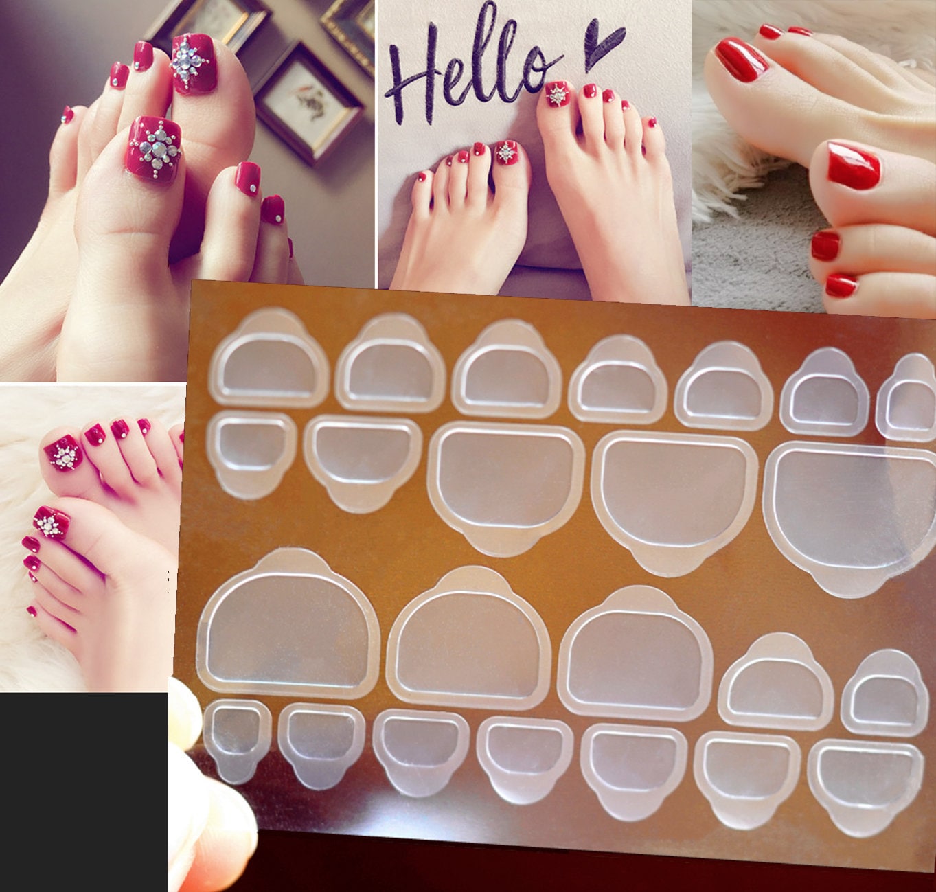 Toe removable jelly glue tabs/ Reduce nail damage/ Press on false nail glue/ Adhesive tabs for press on toe nails/ pedicure false tip