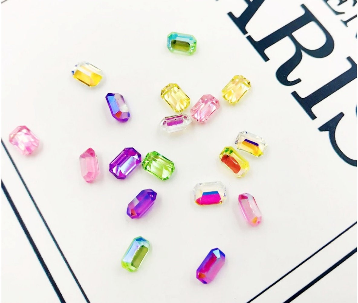 20 pcs emerald nail deco/ Mixed color resin diamond crystal 3D long rhinestones