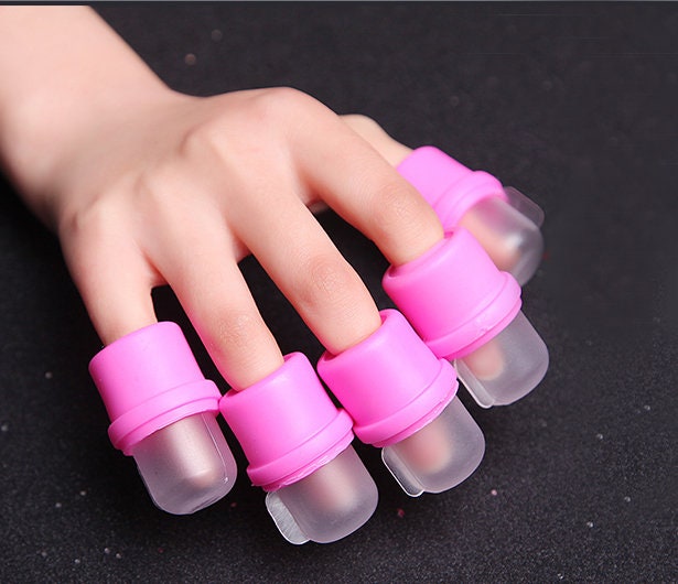 10pcs reusable Soft Rubber Nail Soak Off Cap Cleaner Nail Soakers UV Nail Gel Remover UV Gel Polish Remover Wrap