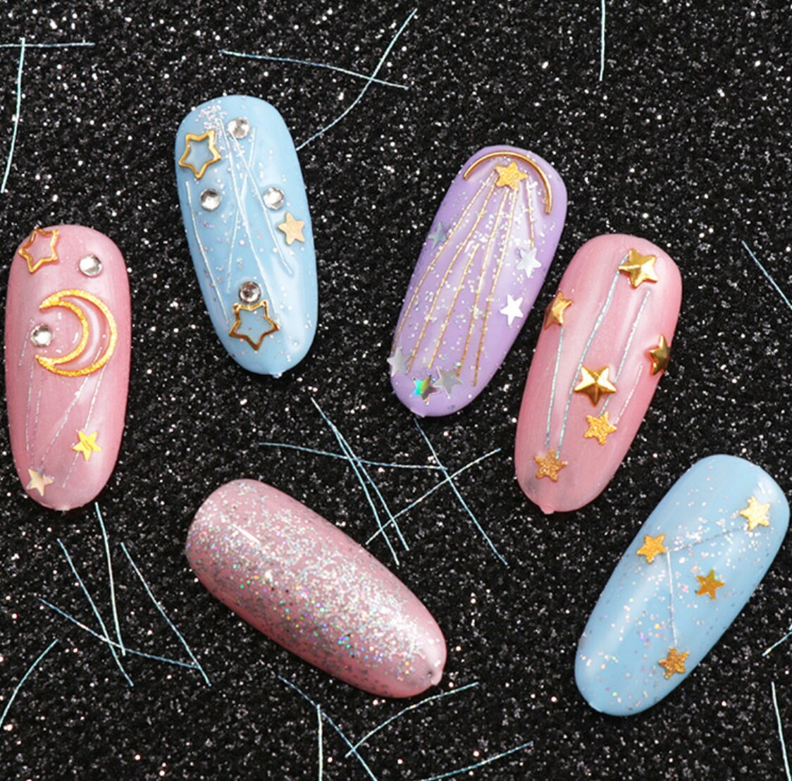 12 jars Mermaid starry sky thread line Nail deco/ Line DIY Nail Art Tips Decoration/ nail art thread line stripe