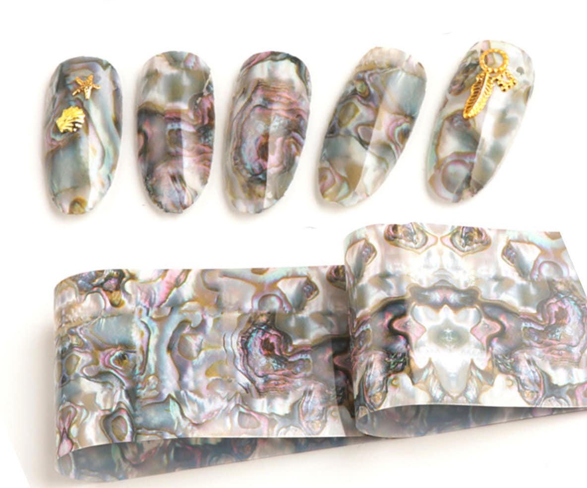 1.2 Y Marble Abalone Pearl Teal Abstract Transfer Foil Nail Art Star Design Sticker Decal/ DIY starry sky theme nail design