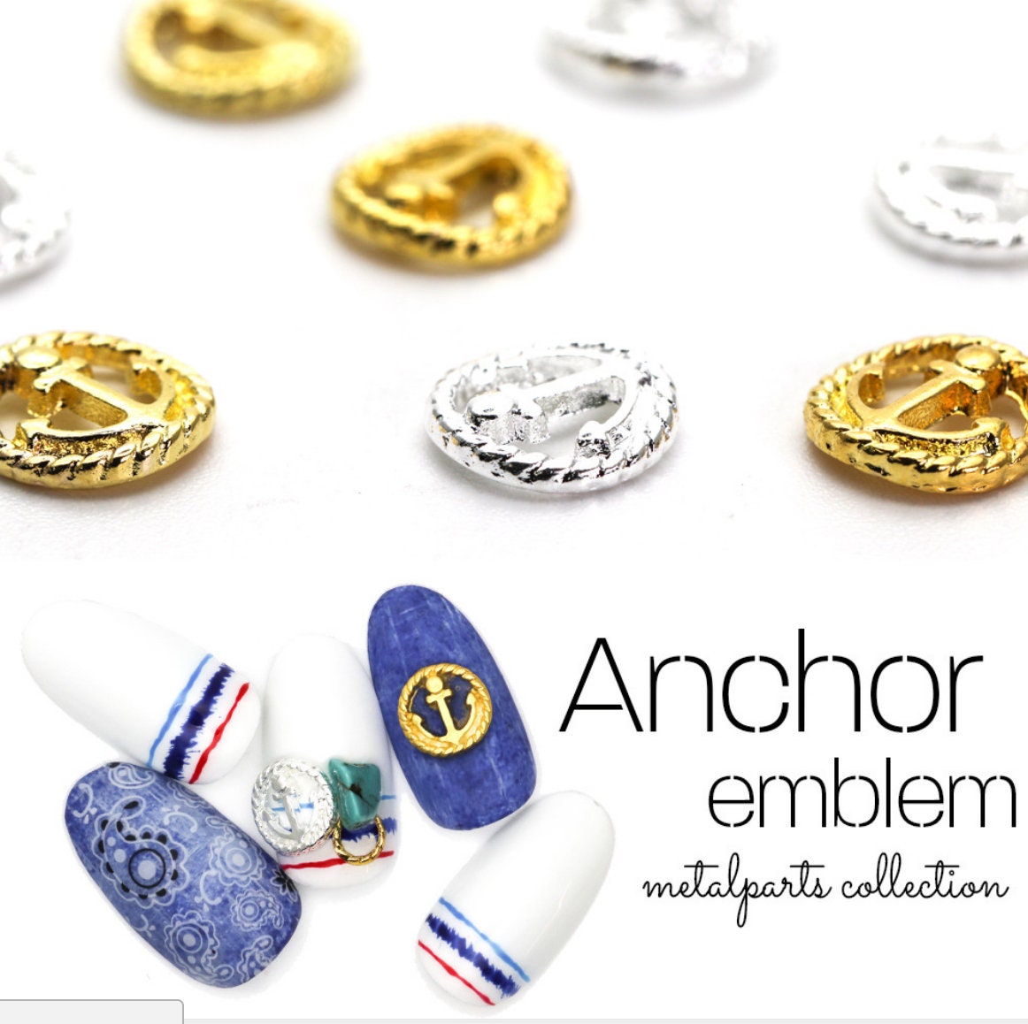 10 pcs Ocean Nail supply Metallic studs /ocean inspired navy elements design art nail