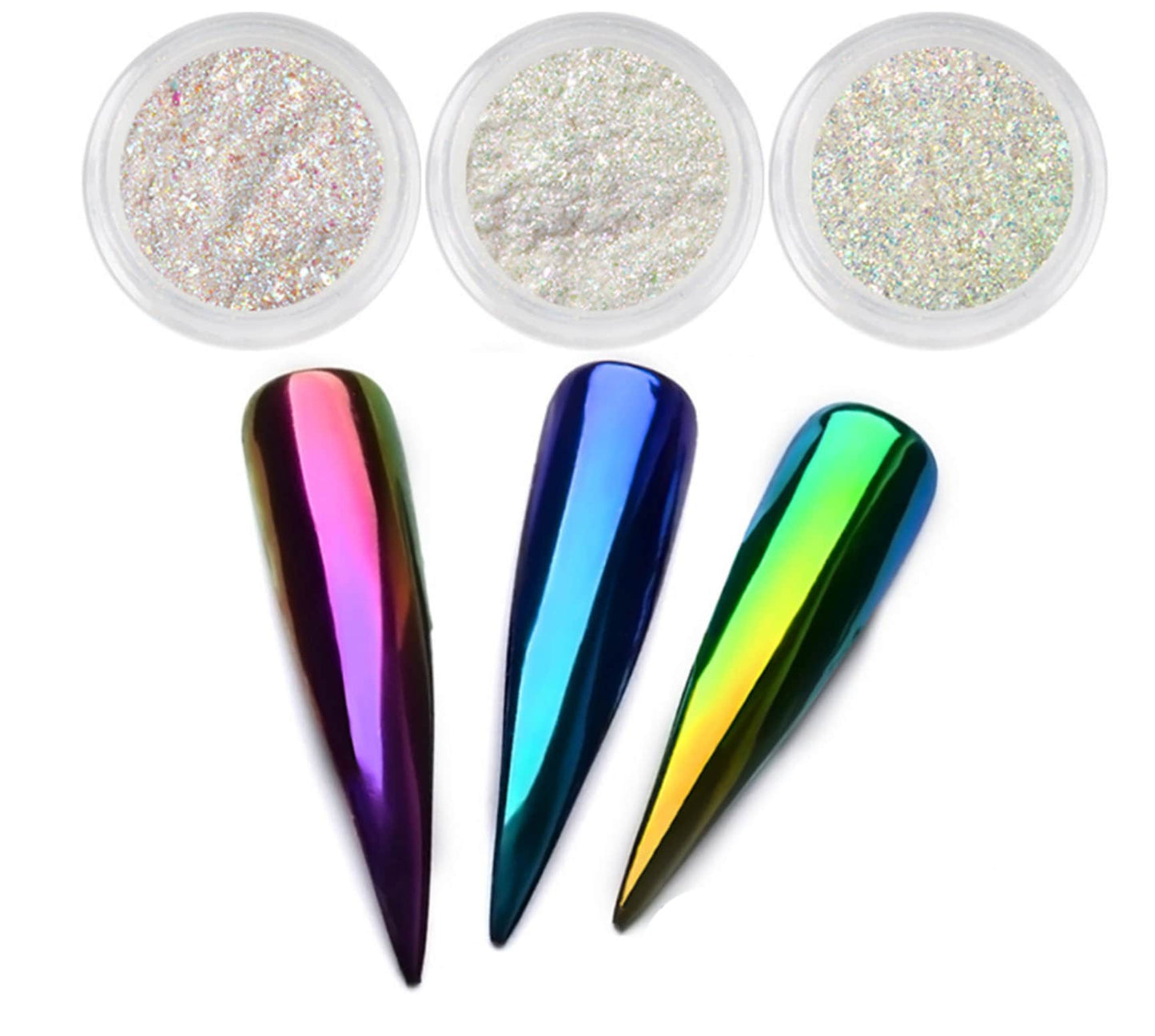Chameleon Laser Shimmer Chrome Powder/ Ultra Fine Color Shift Pigment Glitter for Nails/ Shiny Glossy Mirrored Effect Nails Supply