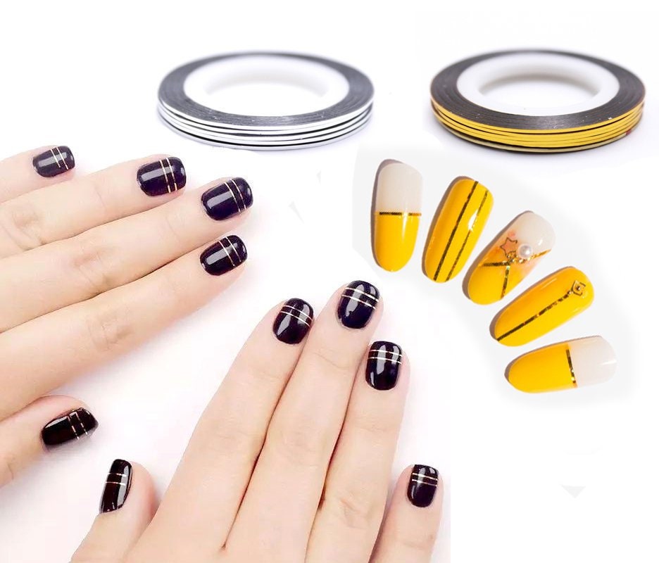 2 rolls 1mm Nail deco rolled tape/ Striping Tape Line DIY Nail Art Tips Decoration Sticker/ nail gold silver thread line