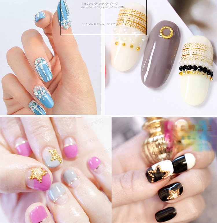 Steel Studs Mini Metal Caviar Nails Beads Balls/ Silver Gold nail micro-beads/ Nail Line art Dotting Design Metallic