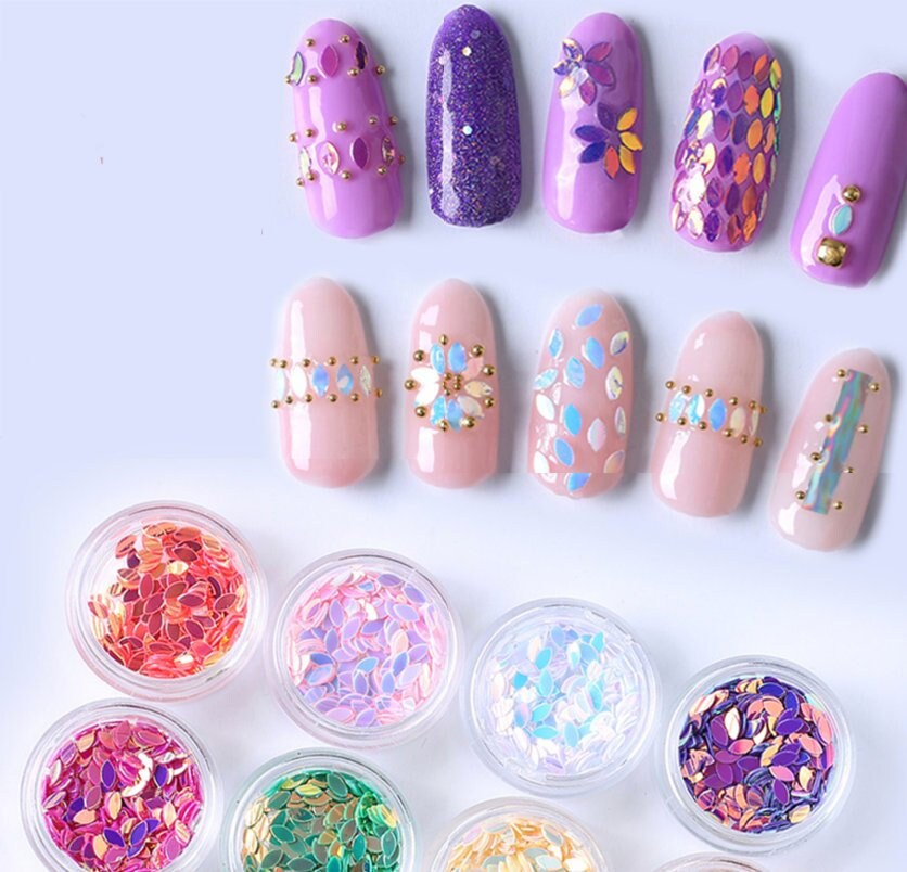 12 jars Nail art Tear Drop Flakes 3D DIY Tear-Drop Petal Sequins/ Bling bling tear drop glitter flakes for nail design and craft making
