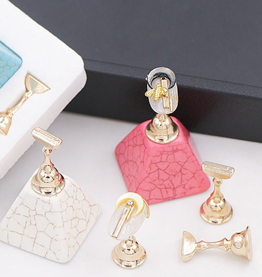 False Nail Display Stand Holder Set/ Magnetic Nail Art Practice Holder/Marble  Nail Clear Showing Shelf Manicure DIY Tools