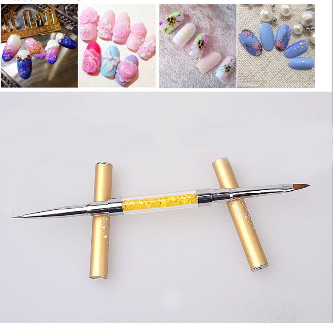 Double headed Nail Brush for Detailing Striping Nail Art with Gel Brushes, Painting Brushes, 3D Brush, Acrylic brush for nail art painting