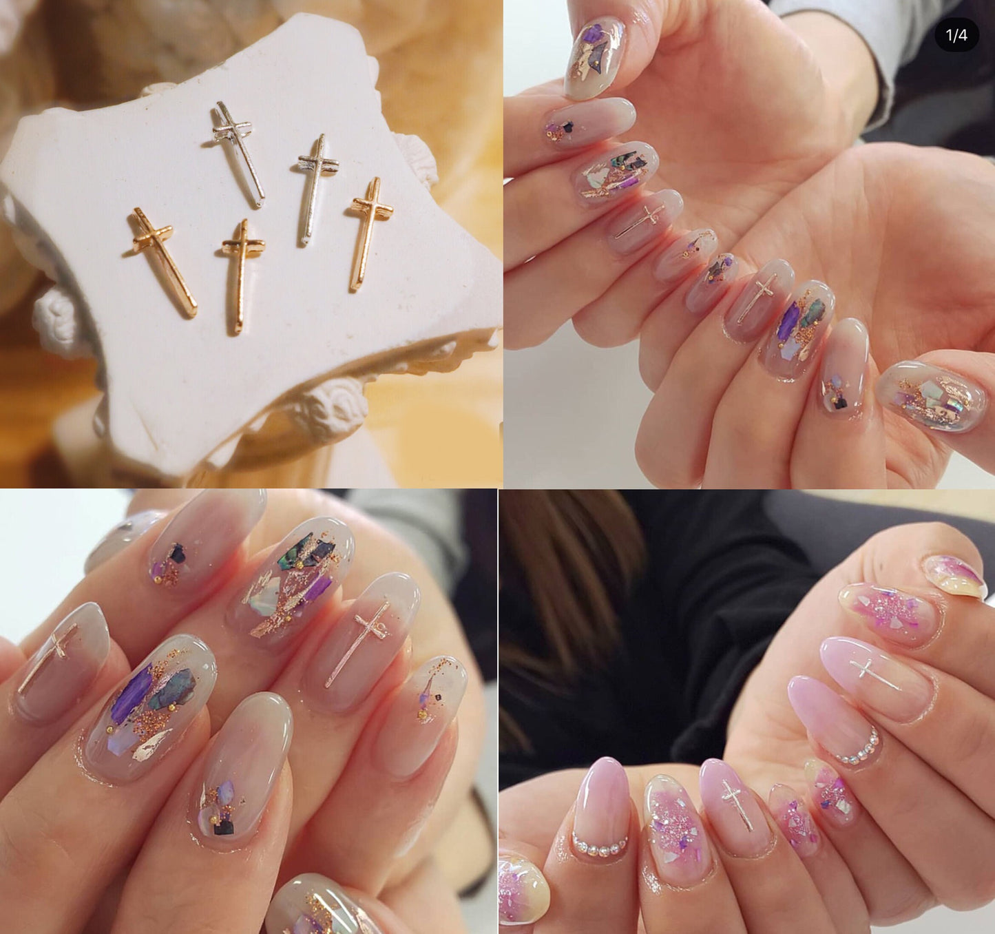 10 pcs Cross nail decoration/Delicate gold silver cooper Nail DIY deco Cross charm for nail gel and polish design