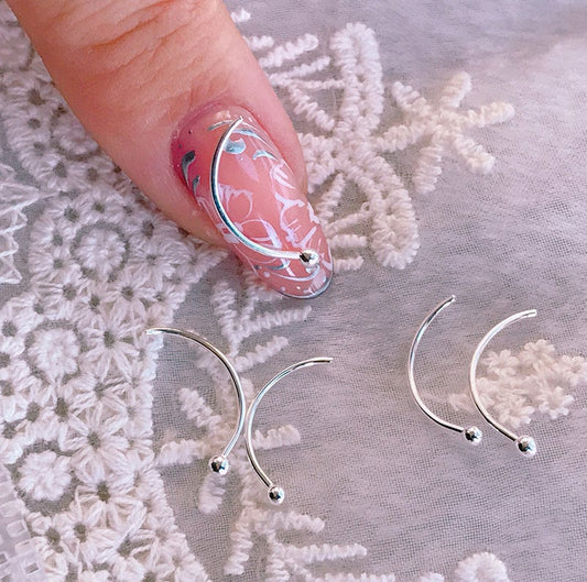4 pcs smile nail studs/ gold silver semi circle nail lunula decoration/smily dainty exquisite bead end nail deco