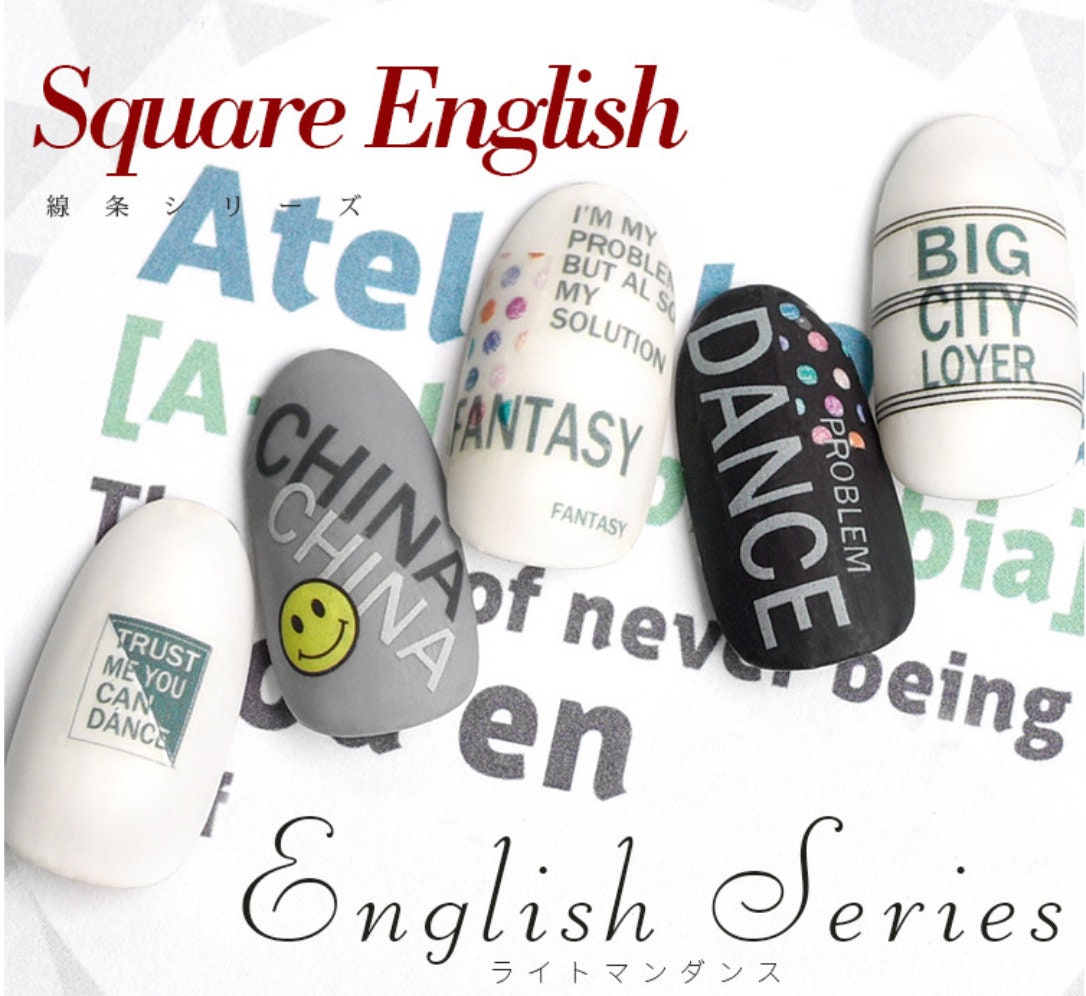 English words Theme nail sticker/ 1 Sheet Gray 3D Nail Art Stickers Self Adhesive Decals/ nail art sticker / Popular letters Nail Appliques