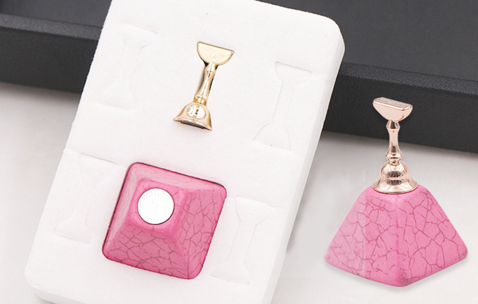 False Nail Display Stand Holder Set/ Magnetic Nail Art Practice Holder/Marble  Nail Clear Showing Shelf Manicure DIY Tools