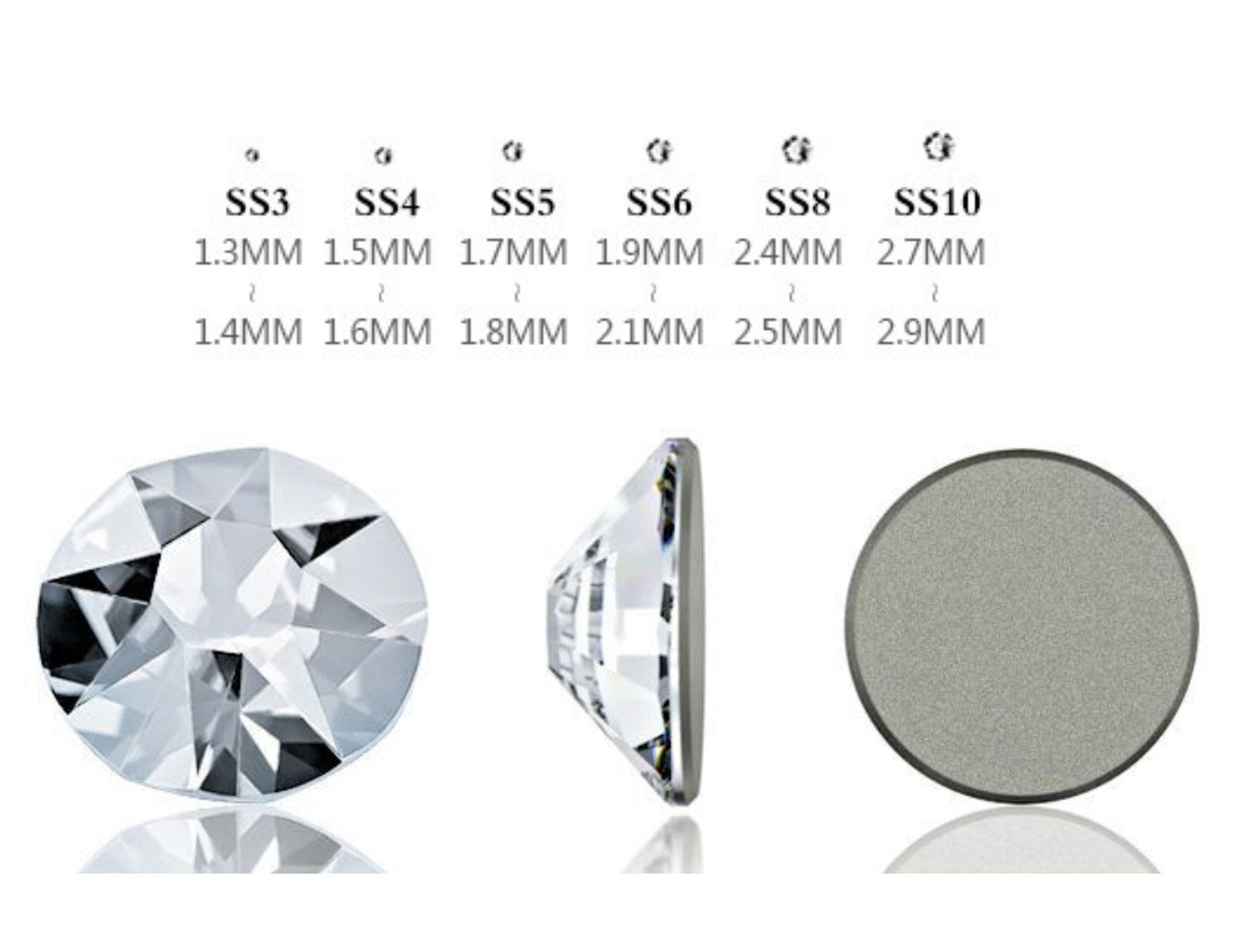 1440 pcs Mixed sizes AB rhinestone/ Non Hot fix flat back nail Art Deco