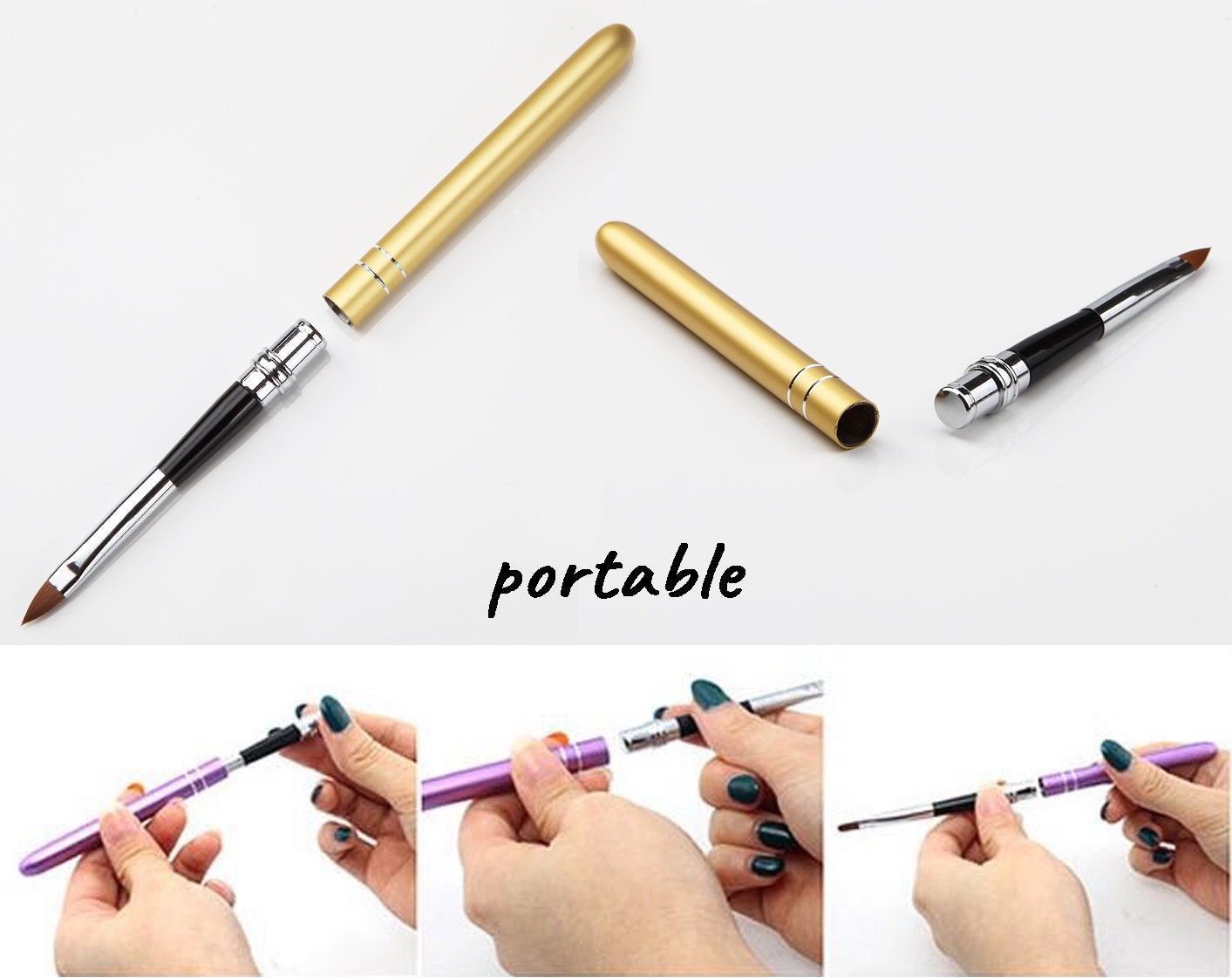 10 pcs Nail Brushes 3D Nail Art Painting Brush Pen Set Colorful Metal For UV Gel