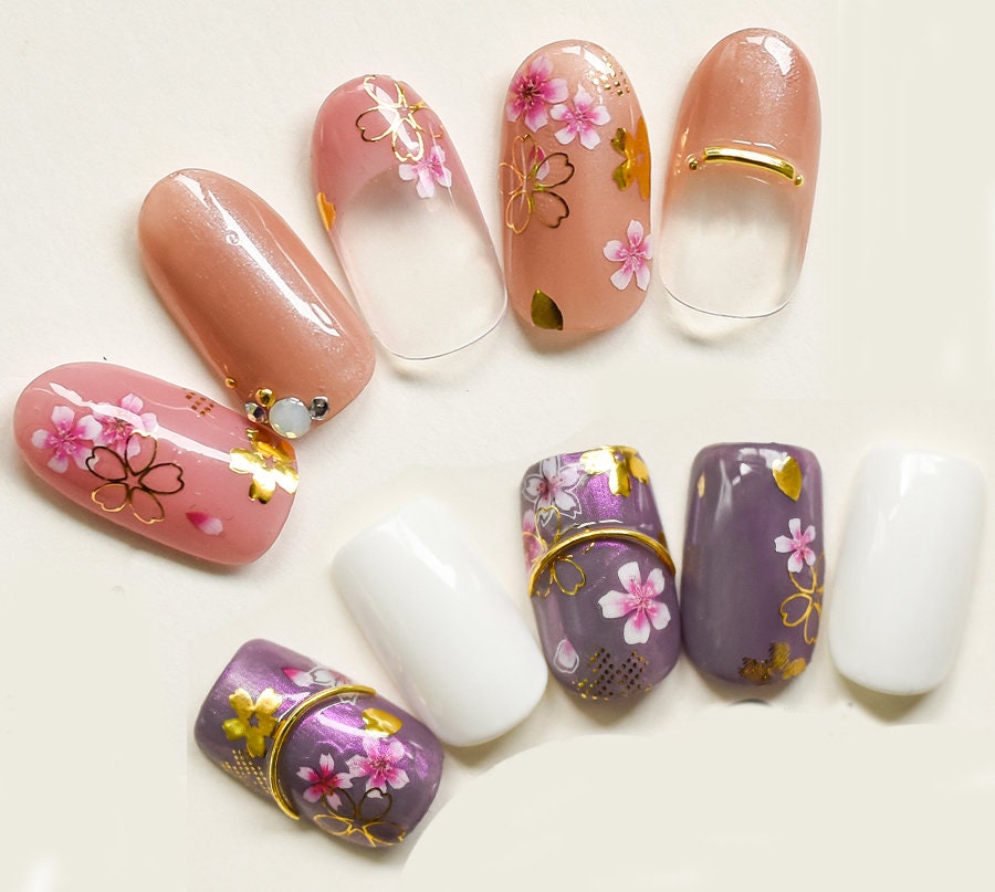 Gold sakura flower Nail Art Sticker/ DIY Tips Guides Transfer Stickers/ golden flower Sticker/ plum blossom manicure stencil