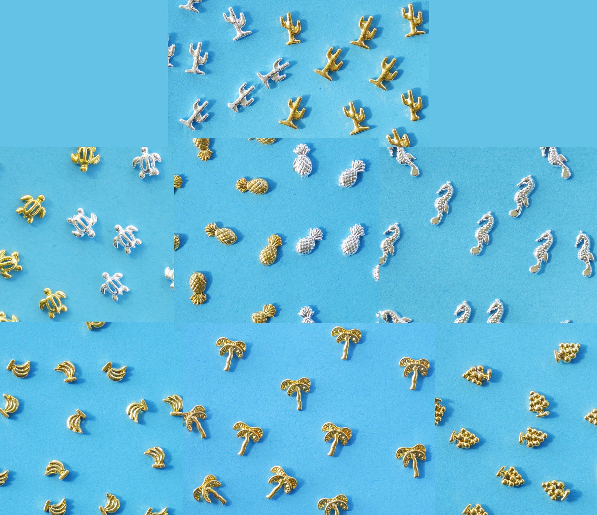 10 pcs Tropical Nail supply Metallic studs /ocean inspired beach nail design art nail