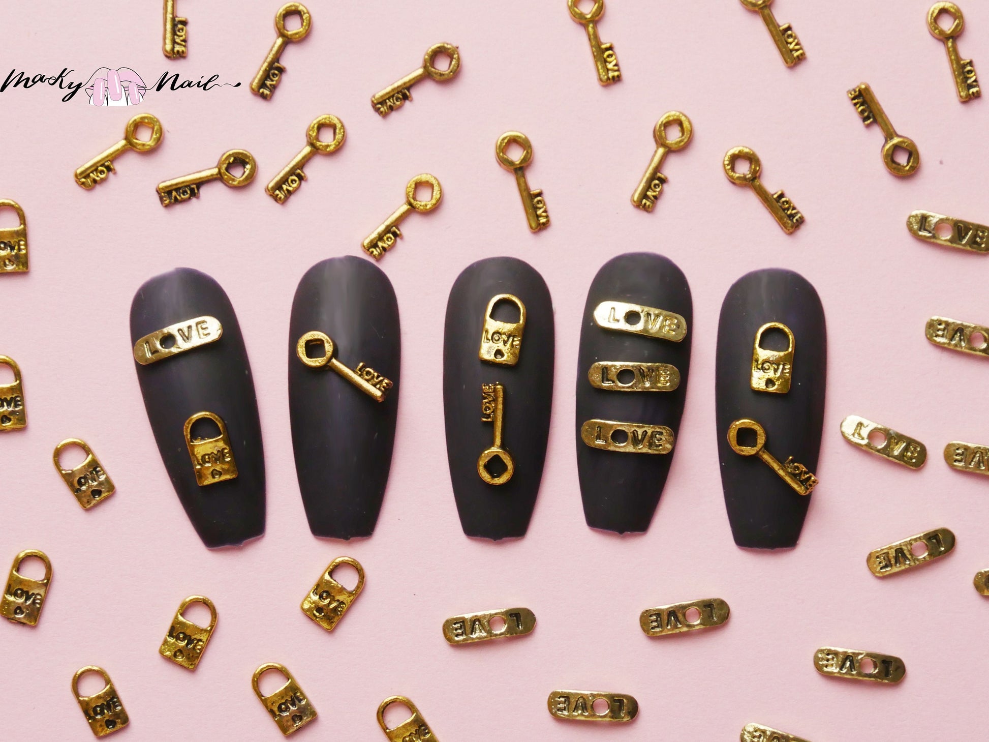 5 pcs Locks of love nail decoration/ Bronze Retro Love locks Nail DIY nail deco/ Lock your love key nail charms design
