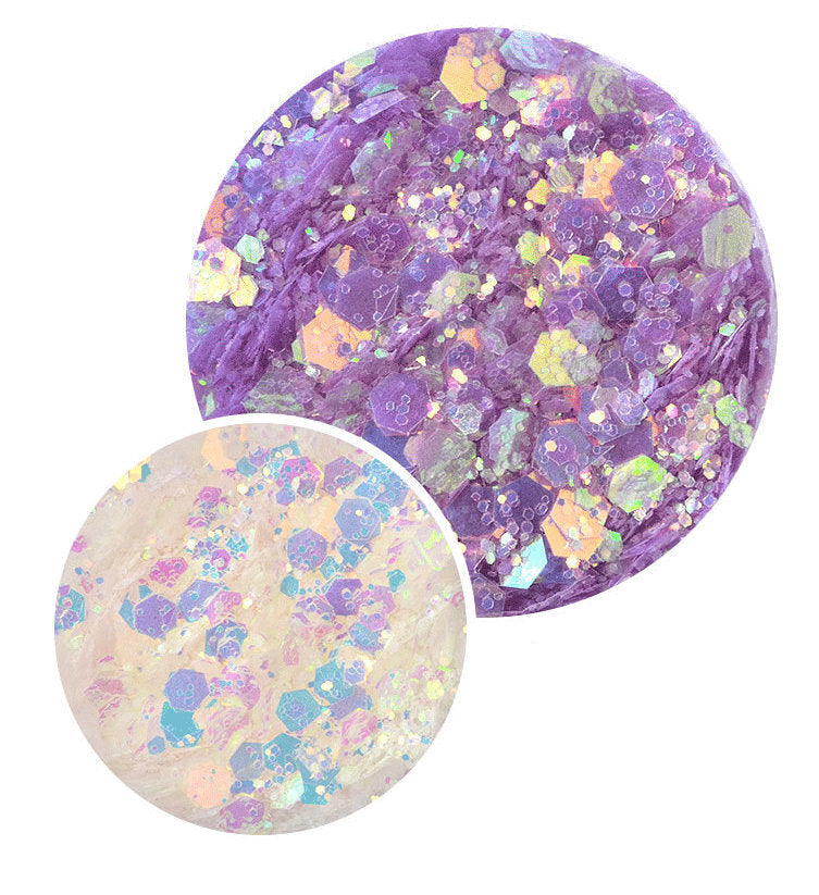 6 jars Hexagon sequins/ Halo Nail Flakes 3D DIY hexagon laser transparent Sequins/allochromatic mixed size glitter flakes for handmade