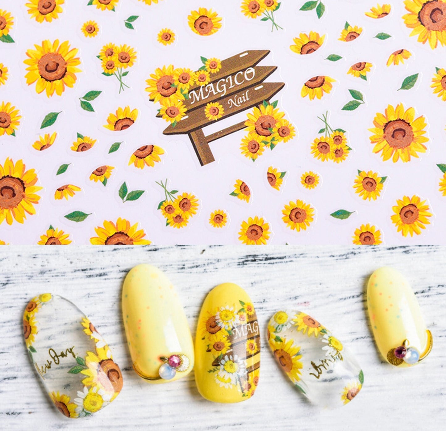 Sun flower Nail Art Sticker/ DIY Tips Guides Transfer Stickers/peel off sunflower Sticker/ yellow flower blossom manicure stencil