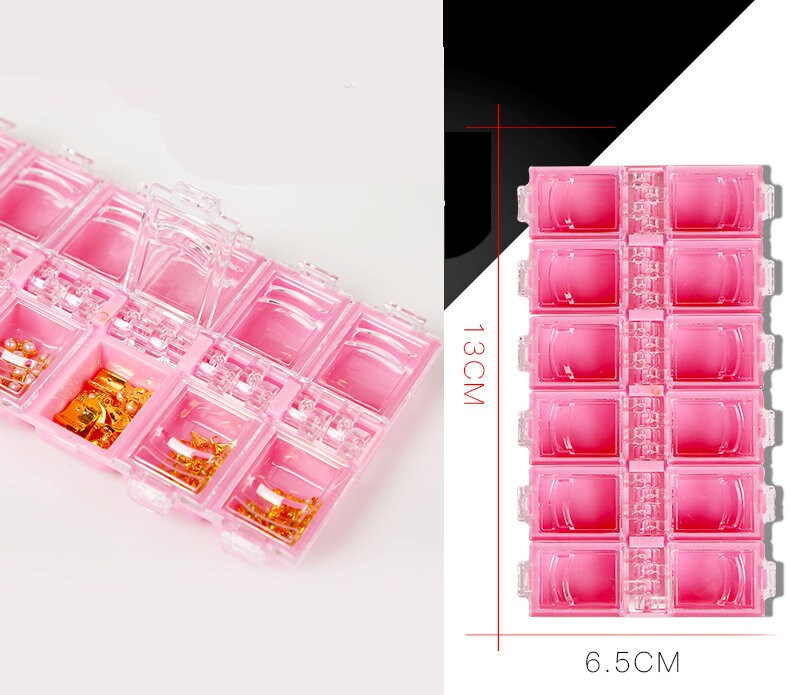 12 grid long plastic container box for charms and trims/mini studs container box/ Nail deco box/ jewelry crystal box