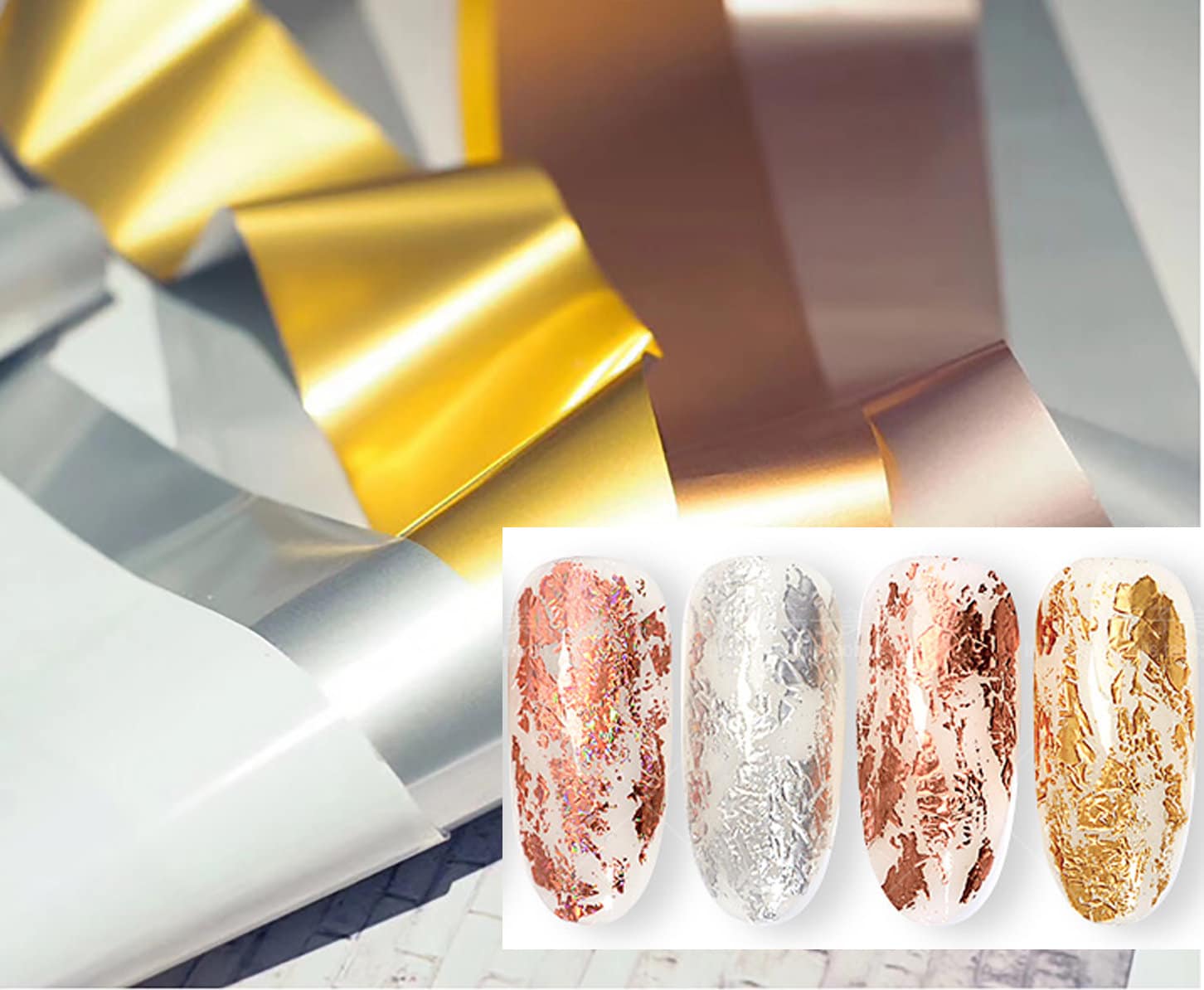 100 cm Metallic transfer paper Foil Nail Art Sticker Decal/ DIY Golden nail transferring mirrored foil design/silver nail, rose gold nail