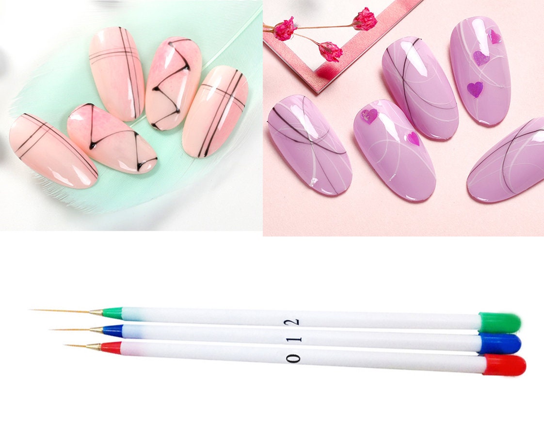 3pcs Nail Brush Set for Detailing Striping Nail Art Brushes, liner brush, Painting Brushes set/ Lining painting brush