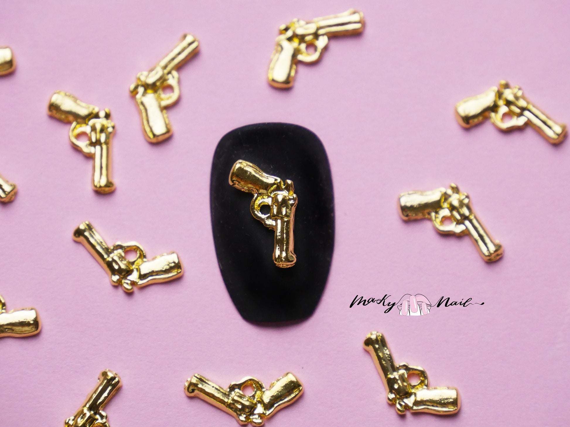 5 pcs Cowboy gun nail decoration/ silver gold gun pistol Nail DIY nail deco