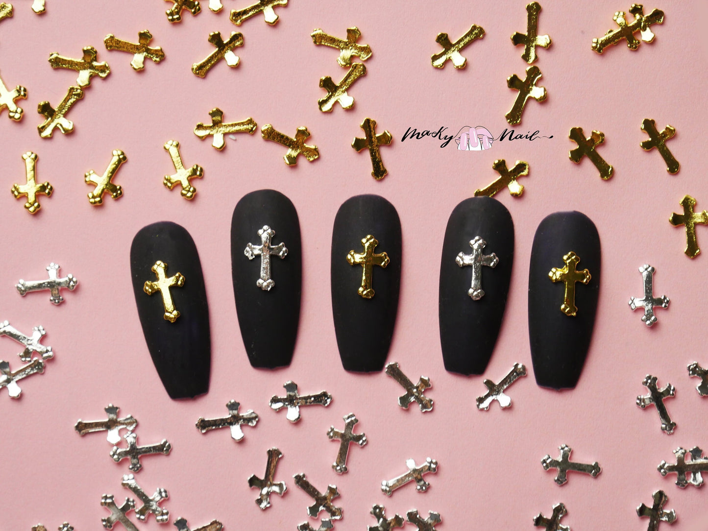 5 pcs Cross nail decoration/Gold Silver Christian Jesus Nail DIY deco/ Church Christianity Cross charm for nail gel and polish design
