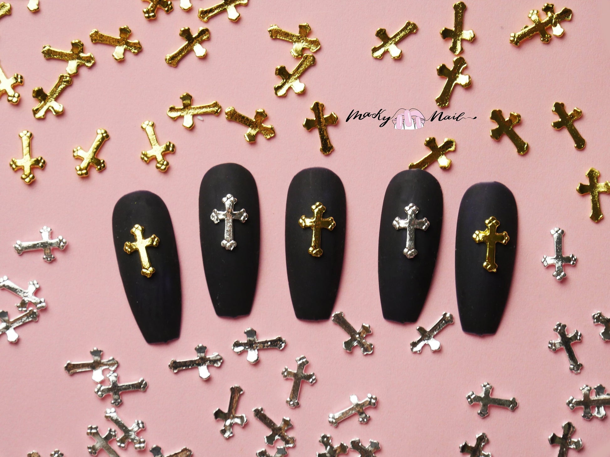 5 pcs Cross nail decoration/Gold Silver Christian Jesus Nail DIY deco/ Church Christianity Cross charm for nail gel and polish design