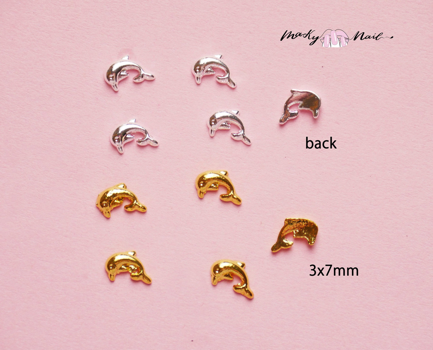 5 pcs Turtle Dolphin Crocodile Seahorse Nail supply Metallic studs /ocean inspired nail art