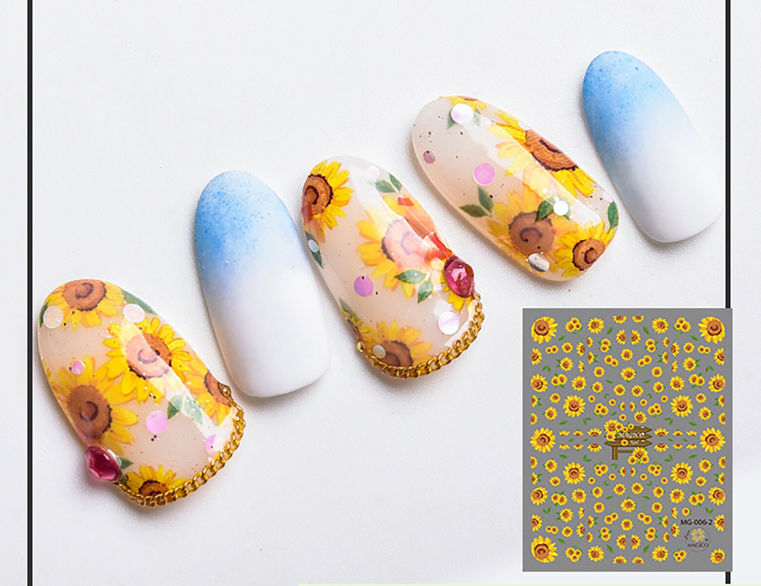 Sun flower Nail Art Sticker/ DIY Tips Guides Transfer Stickers/peel off sunflower Sticker/ yellow flower blossom manicure stencil