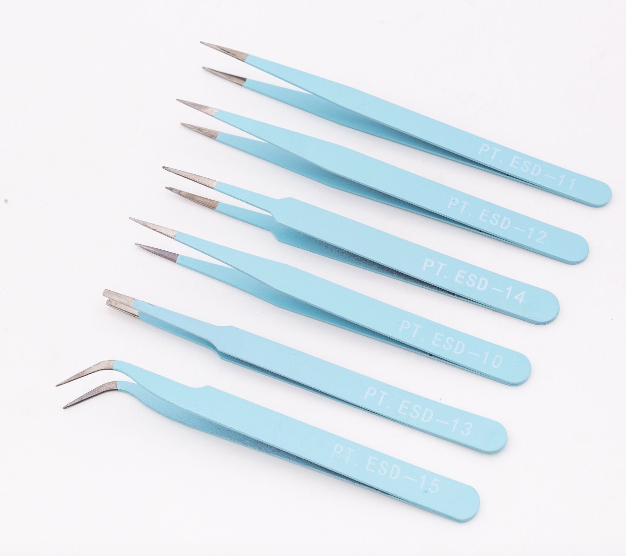 6 pcs Pink Tweezers Set/ Anti-Static Steel Tweezers Set for Craft, Jewelry, Electronics, Nail art tool supply/ Dotting tool