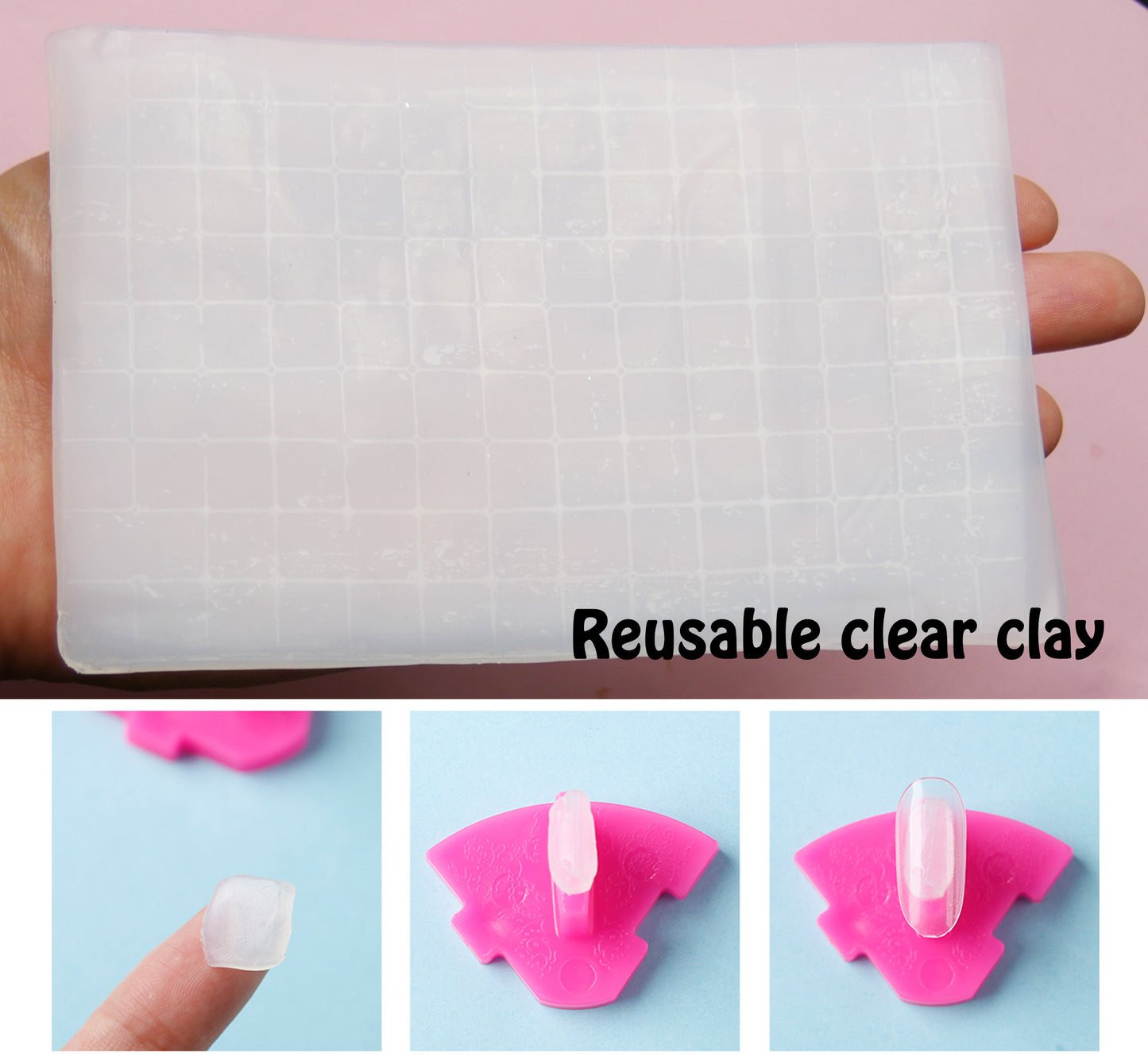 Reusable Clear Clay For Temporary Glue On/ 126 pcs Clay Easy to Remove/ Nail practice false tips holder Clay/ Clay As Tool