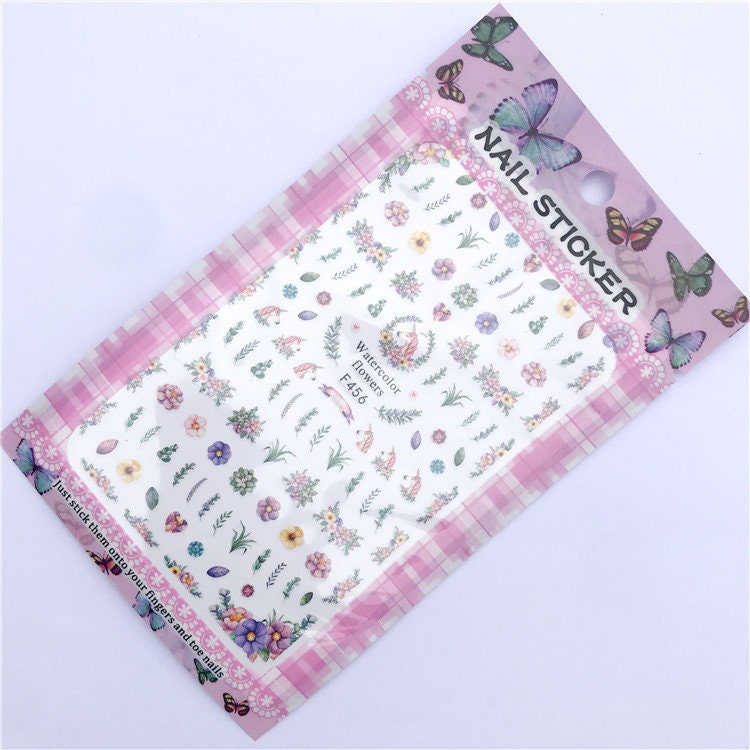 Fairy Unicorn nail sticker/ 1 Sheet 3D Nail Art Stickers Self Adhesive Decals/ Unicorn Floral Greens Nail Appliques
