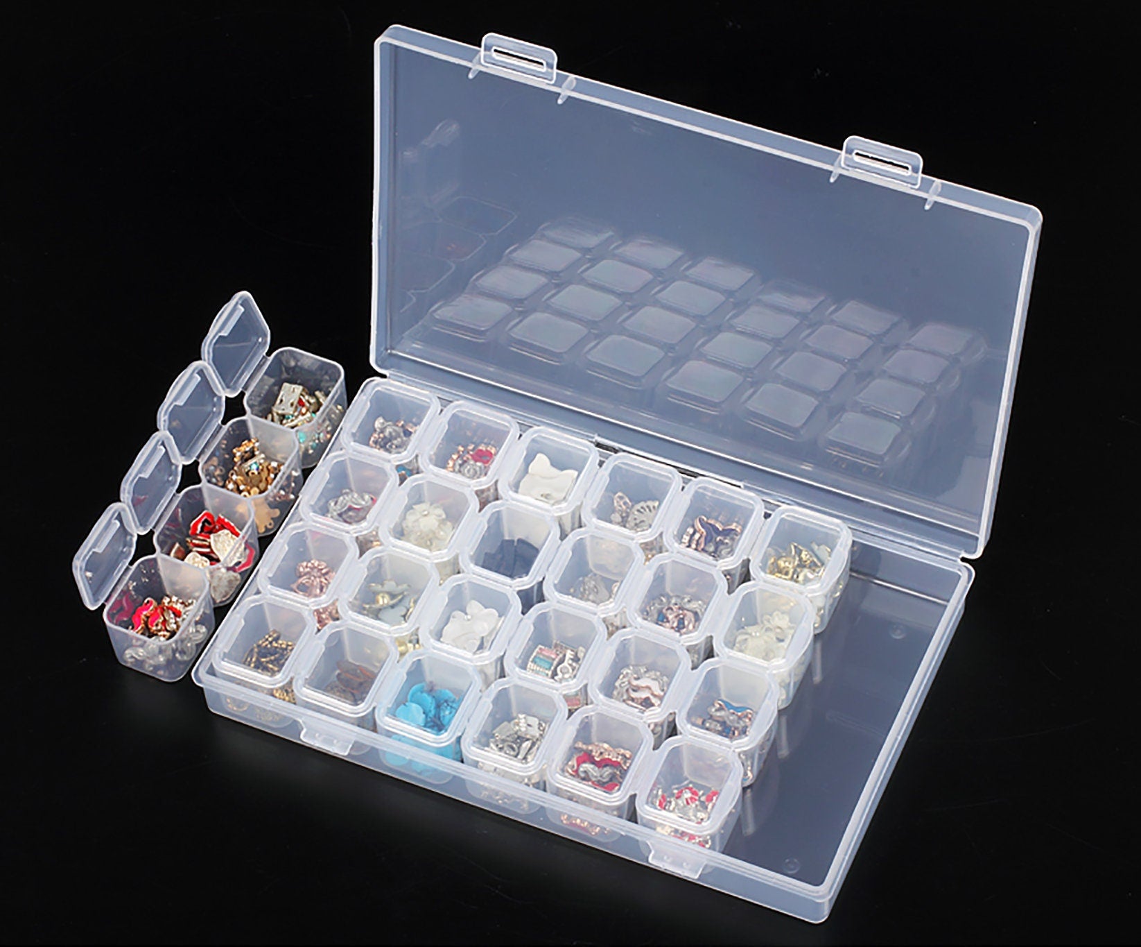 5 Pcs Detachable Transparent Plastic Divided Storage Case & Nail Art Empty  Divided Boxes Rhinestone Storage Box