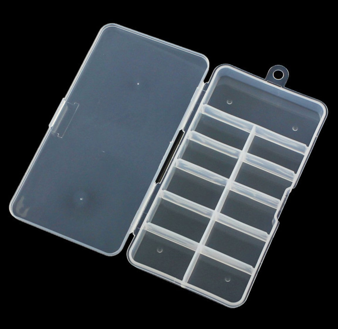 11 grid long plastic container box for 100 pcs nail tips press on charms and trims/Nail studs container box/ finger tips press on nail box